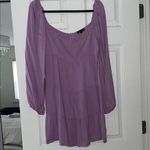 Shinestar Purple Long Sleeve Sundress with Bishop Sleeves